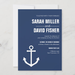 Nautic Navy Blue Anchor Hochzeitseinladung Einladung