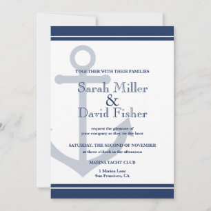 Nautic Navy Blue Anchor Hochzeitseinladung Einladung