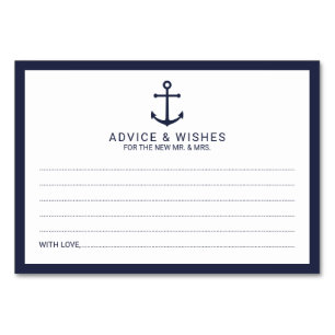 Nautic Navy Blue Anchor Hochzeitsratgeber und Wüns Tischnummer