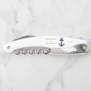 Nautic Navy Blue Anchor Hochzeitssender Trauzeuge Kellnermesser