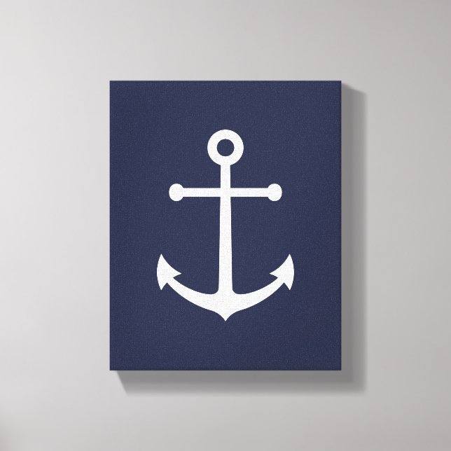 Nautic Navy Blue Anchor Leinwanddruck (Vorderseite)