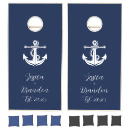 Nautic Navy Blue Anchor Moderne Newlyweds Wedding