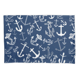 Nautic Navy Blue Anchor Muster Kissenbezug