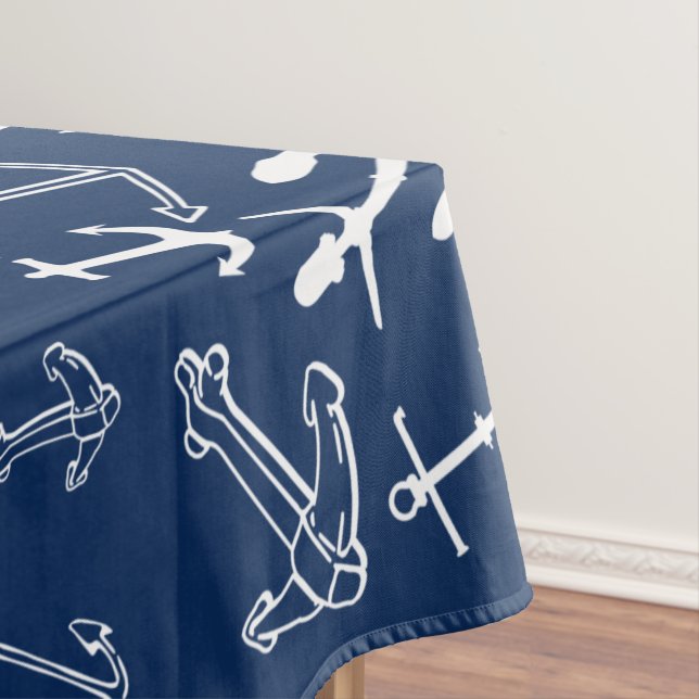Nautic Navy Blue Anchor Muster Tischdecke (Beispiel)
