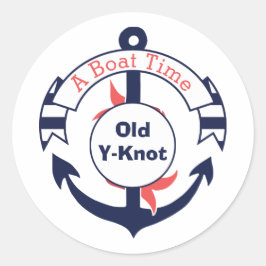 Nautic Navy Blue Anchor New Boat Gratulation Runder Aufkleber