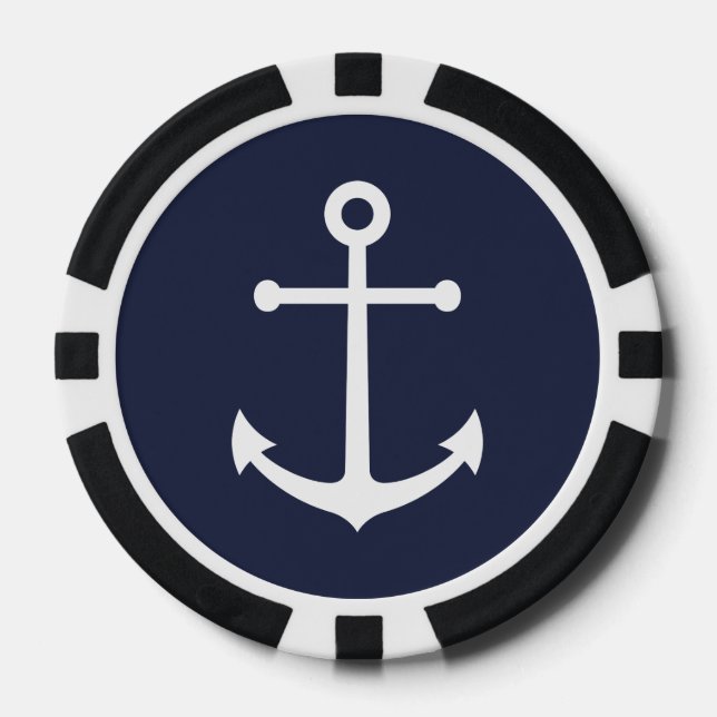 Nautic Navy Blue Anchor Pokerchips (Vorderseite)