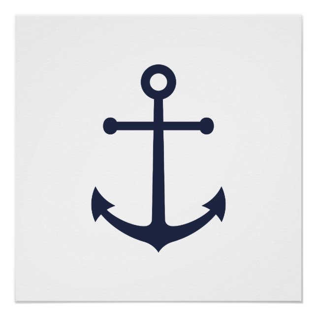 Nautic Navy Blue Anchor Poster (Vorderseite)