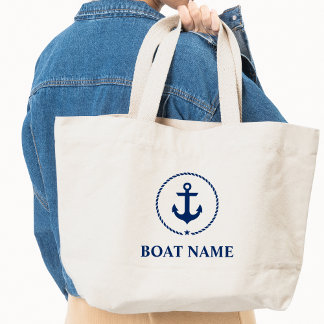 Nautic Navy Blue Anchor Rope Jumbo Tote Bag Stoffbeutel