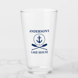 Nautic Navy Blue Anchor Rope Oars Lake House Glas