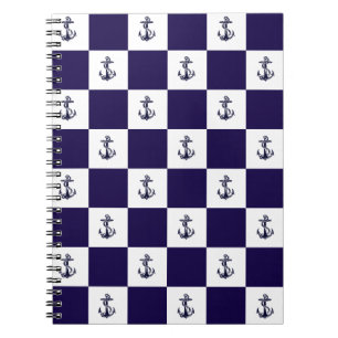 Nautic Navy Blue Anchor Schachbrett Board Notizblock
