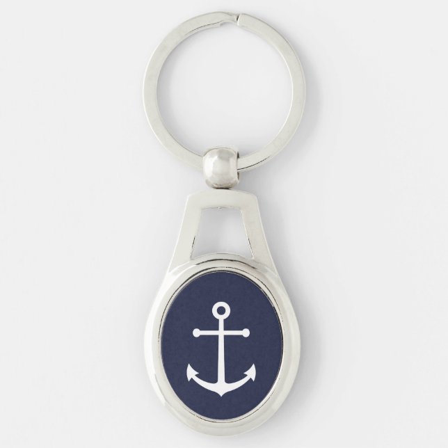 Nautic Navy Blue Anchor Schlüsselanhänger (Vorderseite)