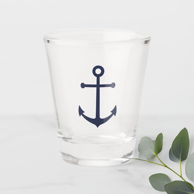 Nautic Navy Blue Anchor Schnapsglas (Von Creator hochgeladen)