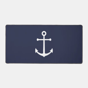 Nautic Navy Blue Anchor Schreibtischunterlage