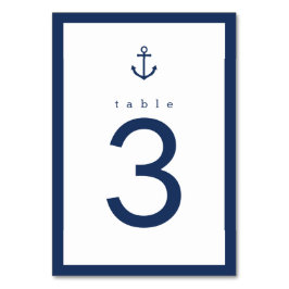 Nautic Navy Blue Anchor Wedding Tischnummer