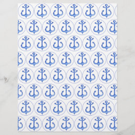 Nautic Navy Blue Anchors Scrapbook Paper