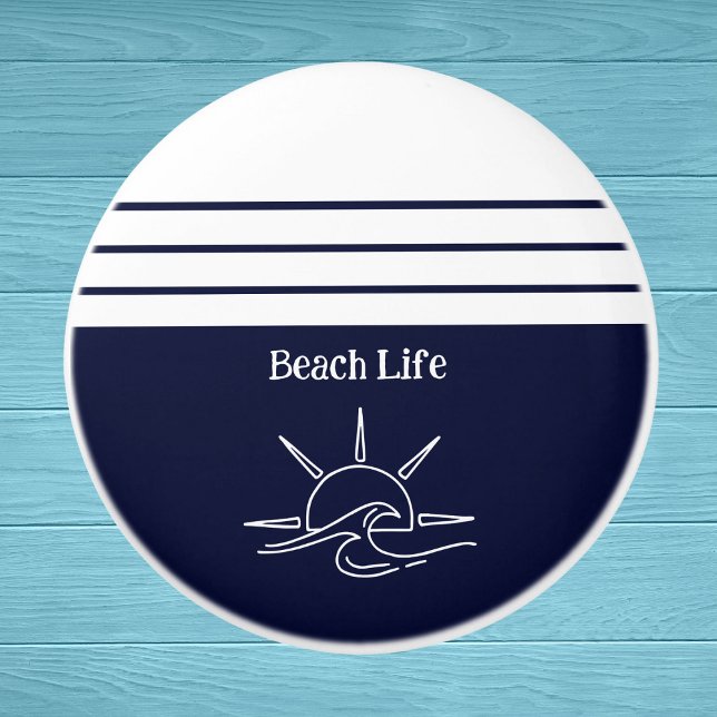 Nautic Navy Blue Beach House Sea Keramikknauf (Von Creator hochgeladen)
