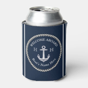 Nautic Navy Blue Boat Name Anchor Rope Dosenkühler