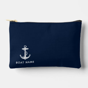 Nautic Navy Blue Boat Name Custom Cruise Swag Zubehörtasche