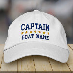 Nautic Navy Blue Captain Ihr Boot Name weiß Bestickte Baseballkappe<br><div class="desc">Nautischer Kapitän Ihr Boot Name Personalisiert Cap White und Navy Blue</div>