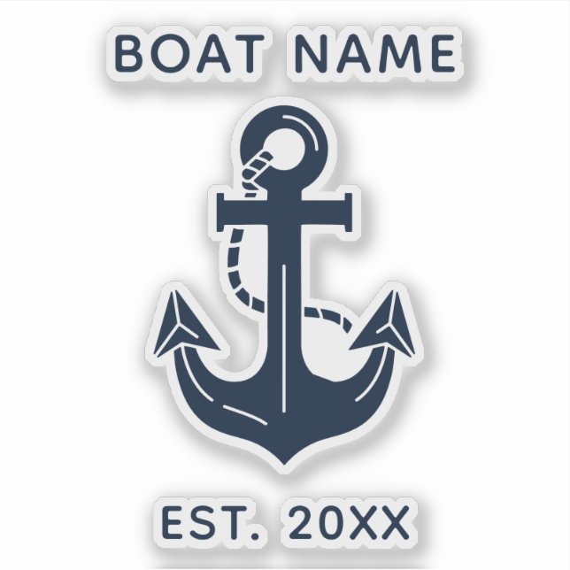 Nautic Navy Blue Custom Bootname Aufkleber (Vorderseite)