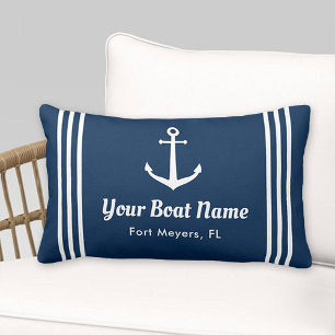 Nautic Navy Blue Custom Bootname Lendenkissen