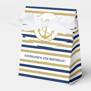 Nautic Navy Blue Gold Anchor Geschenkschachtel