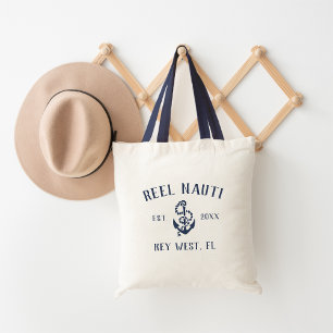 Nautic Navy Blue Rustic Anchor   Ihr Bootname Tragetasche