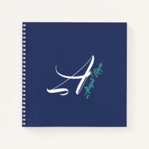 Nautic Navy Blue & Sea Green Monogram Sketchbook Notizbuch