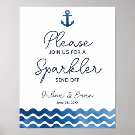 Nautic Navy Blue Sparkler senden Print ab Poster