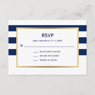 Nautic Navy Blue Stripes UAWG Wedding RSVP Karte