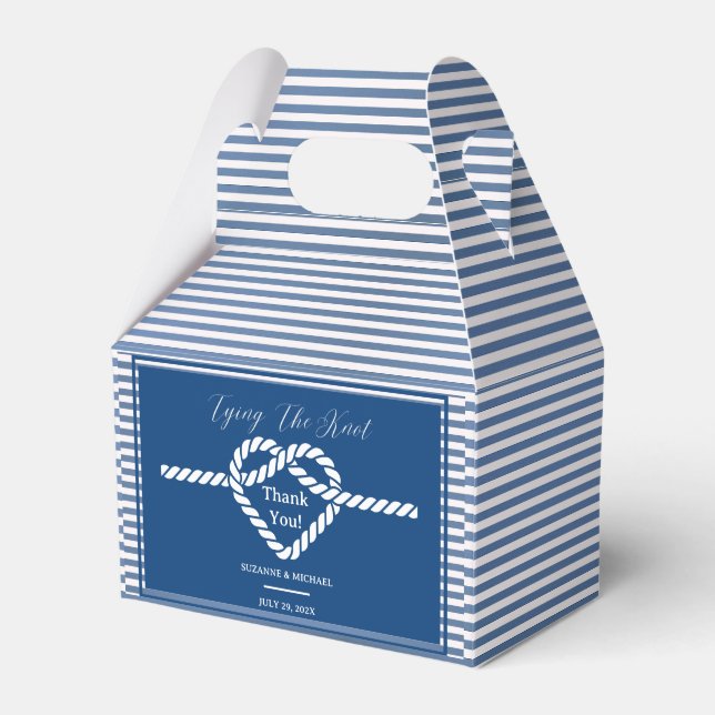 Nautic Navy Blue Tying Stripes Wedding Geschenkschachtel (Vorderseite)