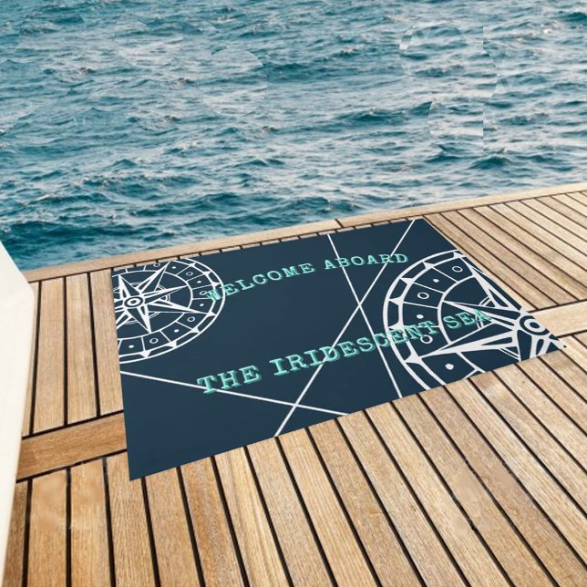 Nautic Navy Blue Willkommen auf der Compass Rose Fußmatte (Von Creator hochgeladen)