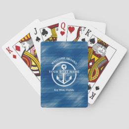 Nautic Navy Blue Willkommensschiff Name Anchor Spielkarten