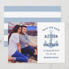 Nautic Navy Dusty Blue Anchor Wedding Foto Save The Date