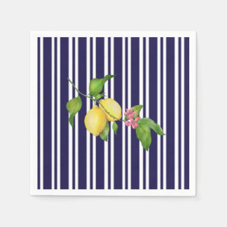Nautic Navy Streifen sizilianischen Lemon Papier N Serviette