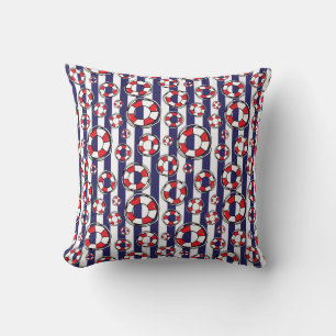 Nautic Navy White Stripes Lake House Kissen