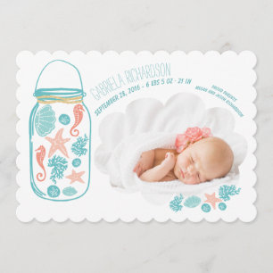 Nautic Newborn Baby Foto Geburtsankündigung Ankündigung