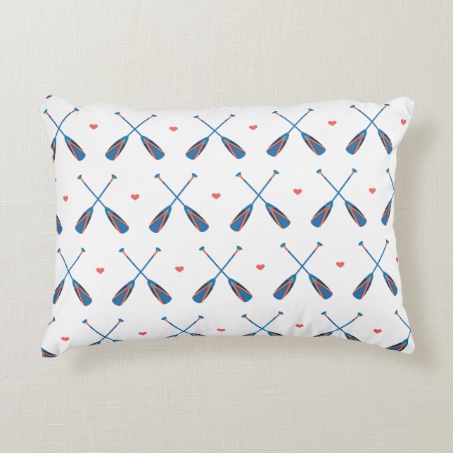 Nautic Oars Hearts Blue White Accent Pillow Dekokissen (Vorderseite)