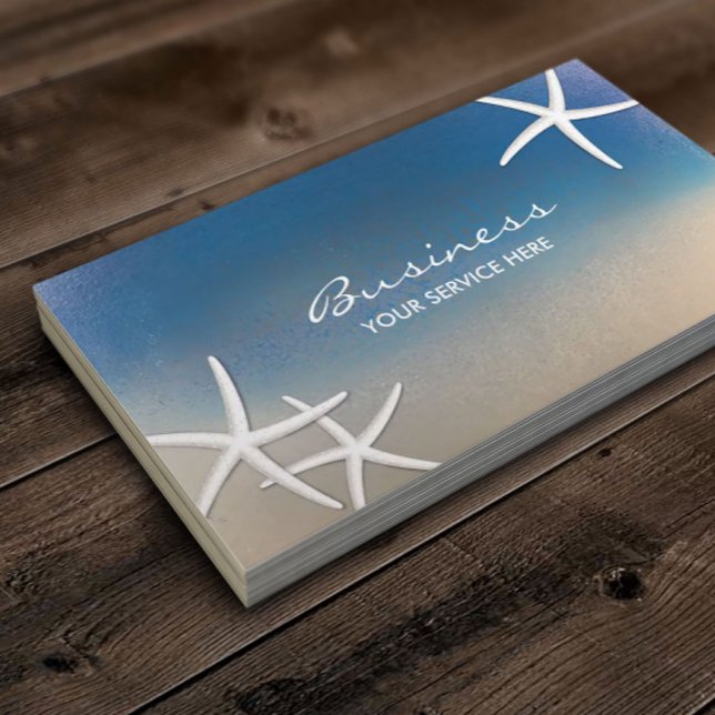 Nautic Ocean Blue Starfish Salon Wellness-Center Visitenkarte (Von Creator hochgeladen)