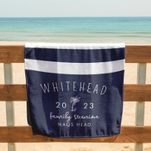 Nautic Palm Stripe Navy Monogram