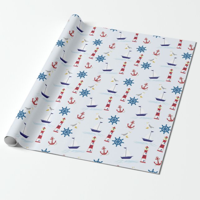 Nautic Pattern Boat Art Nautic Art Pattern Des Geschenkpapier (Ungerollt)