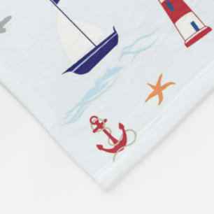 Nautic Pattern Throw Blanket Fleecedecke