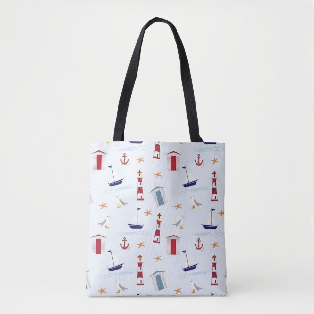 Nautic Pattern Tote Bag Tasche (Vorderseite)