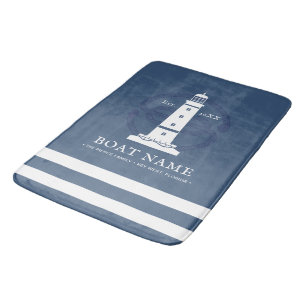 Nautic Personalisiert lighthouse Boat Name Modern Badematte