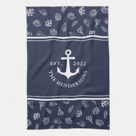 Nautic Personalisiert Navy Blue Anchor Family Geschirrtuch