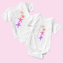 Nautic Pink Ombre Starfish White Baby Bodysuit Strampler