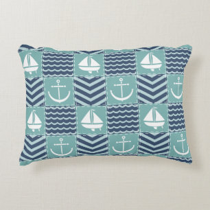 Nautic Quilt Accent Pillow Zierkissen