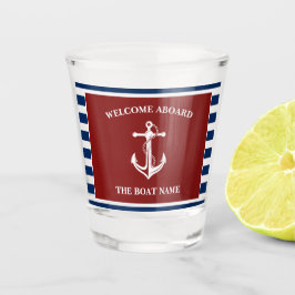 Nautic Red Navy Willkommensschiff Name Anchor Schnapsglas