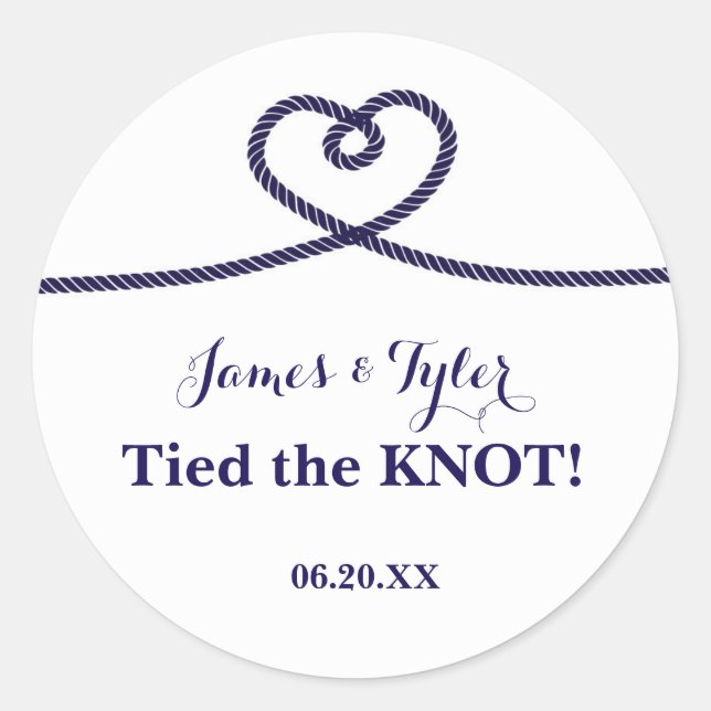 Nautic Rope Heart KNOT Wedding Bridal Sticker (Vorderseite)