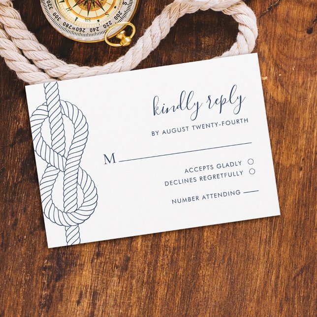 Nautic Rope Knot Wedding RSVP Karte (Von Creator hochgeladen)